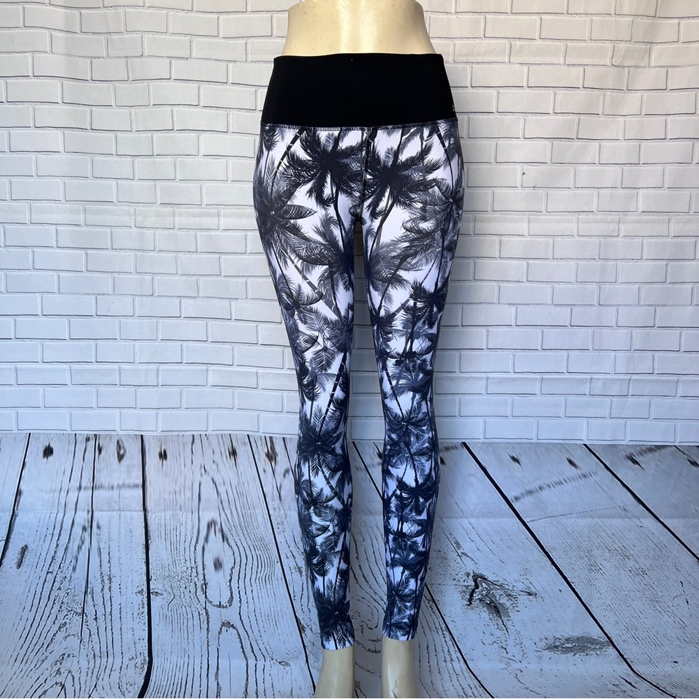 Lorna Jane Leggings Black Jogger Off Beat Tropical Tight Women’s Size Small